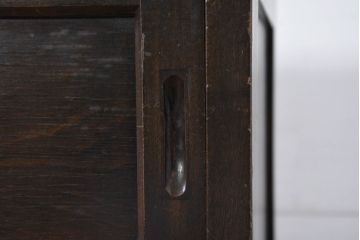 和製アンティーク　希少デザイン　樺(カバ)材　傘立て付きの珍しいデザインが素敵な下駄箱(靴箱、シューズボックス、下足入れ、玄関収納、収納棚、戸棚、キャビネット)(R-081126)