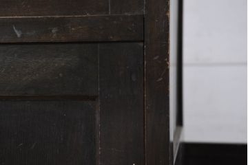 和製アンティーク　希少デザイン　樺(カバ)材　傘立て付きの珍しいデザインが素敵な下駄箱(靴箱、シューズボックス、下足入れ、玄関収納、収納棚、戸棚、キャビネット)(R-081126)