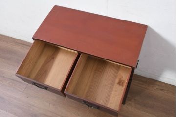和製アンティーク　漆溜め塗り　懐かしい雰囲気のシンプルな関西小箪笥(時代箪笥、アンティーク箪笥、和タンス、収納棚、引き出し、チェスト)(R-081127)