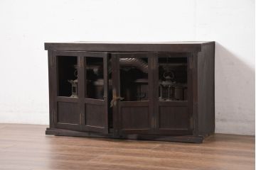ジャンク品　和製アンティーク　美しい彫刻の作りの良い時代神棚(宮形、神殿、縁起棚)(R-081128)