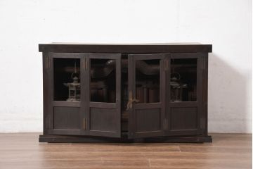 ジャンク品　和製アンティーク　美しい彫刻の作りの良い時代神棚(宮形、神殿、縁起棚)(R-081128)