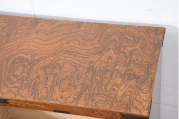 中古　新古品　未使用　展示品　二本松工藝館　田中家具　欅(ケヤキ)材玉杢　桐材　すっきりしとしたデザインの車箪笥(和タンス、収納箪笥、サイドボード、収納棚、戸棚、サイドキャビネット)(定価約121万円)(R-081136)