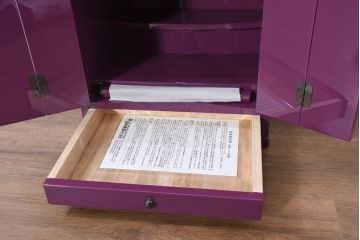 中古　二本松民芸家具　田中家具　気品ある桜のデザインが美しい紫色に映えるモダンデザインの仏壇(小型仏壇)(定価約36万円)(R-081137)