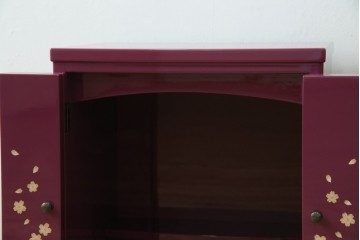 未使用　展示品　二本松民芸家具　田中家具　気品ある桜のデザインが美しい紫色に映えるモダンデザインの仏壇 定価約36万円相当　(R-081137)