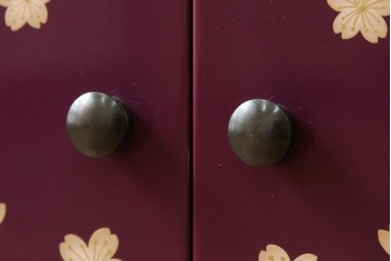 未使用　展示品　二本松民芸家具　田中家具　気品ある桜のデザインが美しい紫色に映えるモダンデザインの仏壇 定価約36万円相当　(R-081137)