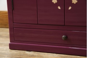 未使用　展示品　二本松民芸家具　田中家具　気品ある桜のデザインが美しい紫色に映えるモダンデザインの仏壇 定価約36万円相当　(R-081137)