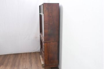 中古　国産　職人手作り　隠し収納付き　引き出しいっぱいの珍しい2段重ね茶箪笥(茶たんす、茶タンス、キャビネット、茶棚、飾り棚、収納棚、戸棚、店舗什器)(R-081146)