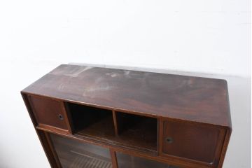 中古　国産　職人手作り　隠し収納付き　引き出しいっぱいの珍しい2段重ね茶箪笥(茶たんす、茶タンス、キャビネット、茶棚、飾り棚、収納棚、戸棚、店舗什器)(R-081146)