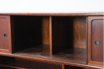 中古　国産　職人手作り　隠し収納付き　引き出しいっぱいの珍しい2段重ね茶箪笥(茶たんす、茶タンス、キャビネット、茶棚、飾り棚、収納棚、戸棚、店舗什器)(R-081146)