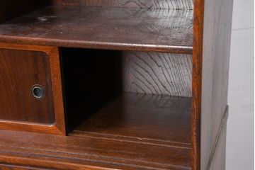 中古　国産　職人手作り　隠し収納付き　引き出しいっぱいの珍しい2段重ね茶箪笥(茶たんす、茶タンス、キャビネット、茶棚、飾り棚、収納棚、戸棚、店舗什器)(R-081146)