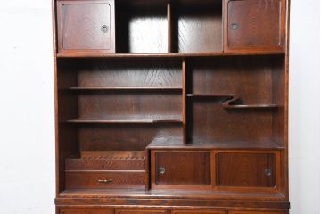 中古　国産　職人手作り　隠し収納付き　引き出しいっぱいの珍しい2段重ね茶箪笥(茶たんす、茶タンス、キャビネット、茶棚、飾り棚、収納棚、戸棚、店舗什器)(R-081146)