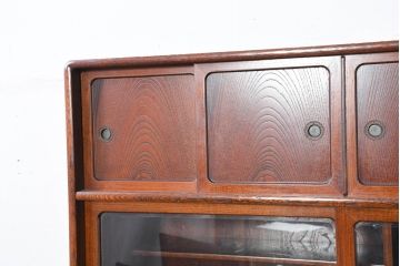 中古　国産　職人手作り　隠し収納付き　引き出しいっぱいの珍しい2段重ね茶箪笥(茶たんす、茶タンス、キャビネット、茶棚、飾り棚、収納棚、戸棚、店舗什器)(R-081146)