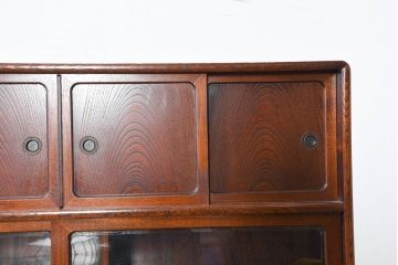 中古　国産　職人手作り　隠し収納付き　引き出しいっぱいの珍しい2段重ね茶箪笥(茶たんす、茶タンス、キャビネット、茶棚、飾り棚、収納棚、戸棚、店舗什器)(R-081146)