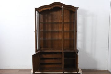 中古　美品　DREXEL HERITAGE(ドレクセルヘリテイジ)　Touraine(ツーレイン)シリーズ　アンティーク調　クラシックなデザインがステキな二段重ねキャビネット(カップボード、キャビネット、飾り棚、戸棚、収納棚、本箱、ブックケース、ディスプレイケース、キュリオケース)(R-081149)