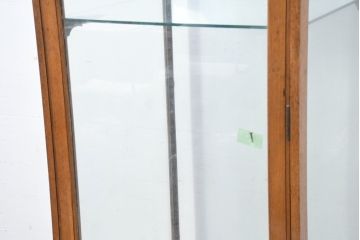 イギリスアンティーク　オーク材　シンプルで飾るものを選ばない縦型ガラスケース(Gケース、ショーケース、ディスプレイケース、コレクションケース、飾り棚、陳列棚、収納棚、キュリオケース、キャビネット、店舗什器、英国)(R-081152)