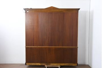 中古　美品　特大サイズ!!　アメリカ　最高級家具メーカー　KINDEL(キンデル)　マホガニー材　高級感のある優雅な佇まいが魅力の二段重ねキャビネット(収納棚、戸棚、食器棚、カップボード、飾り棚、コレクションケース、ディスプレイケース、キュリオケース、店舗什器)(定価約500万円)(R-081155)