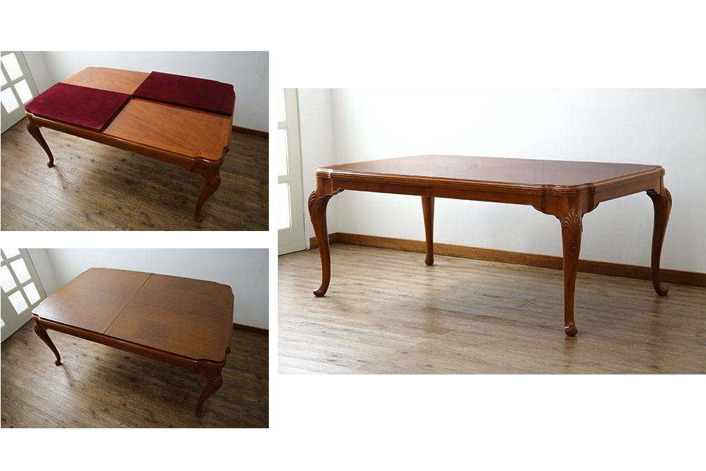 中古　美品　最高級アメリカ家具ブランド　JOHN WIDDICOMB(ジョン ウィディコム)　マホガニー材　保護天板・テーブルパッド付き　格式高い空間を演出する大型ダイニングテーブル　定価約120万円　(R-081156)