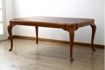 中古　美品　最高級アメリカ家具ブランド　JOHN WIDDICOMB(ジョン ウィディコム)　マホガニー材　保護天板・テーブルパッド付き　格式高い空間を演出する大型ダイニングテーブル　定価約120万円　(R-081156)