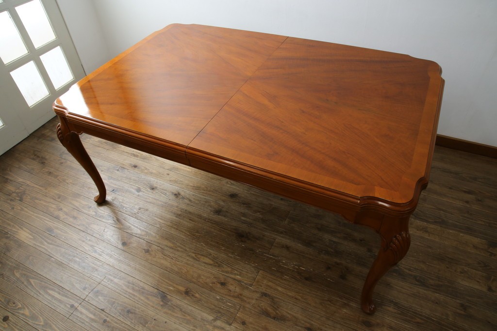 中古　美品　最高級アメリカ家具ブランド　JOHN WIDDICOMB(ジョン ウィディコム)　マホガニー材　保護天板・テーブルパッド付き　格式高い空間を演出する大型ダイニングテーブル　定価約120万円　(R-081156)