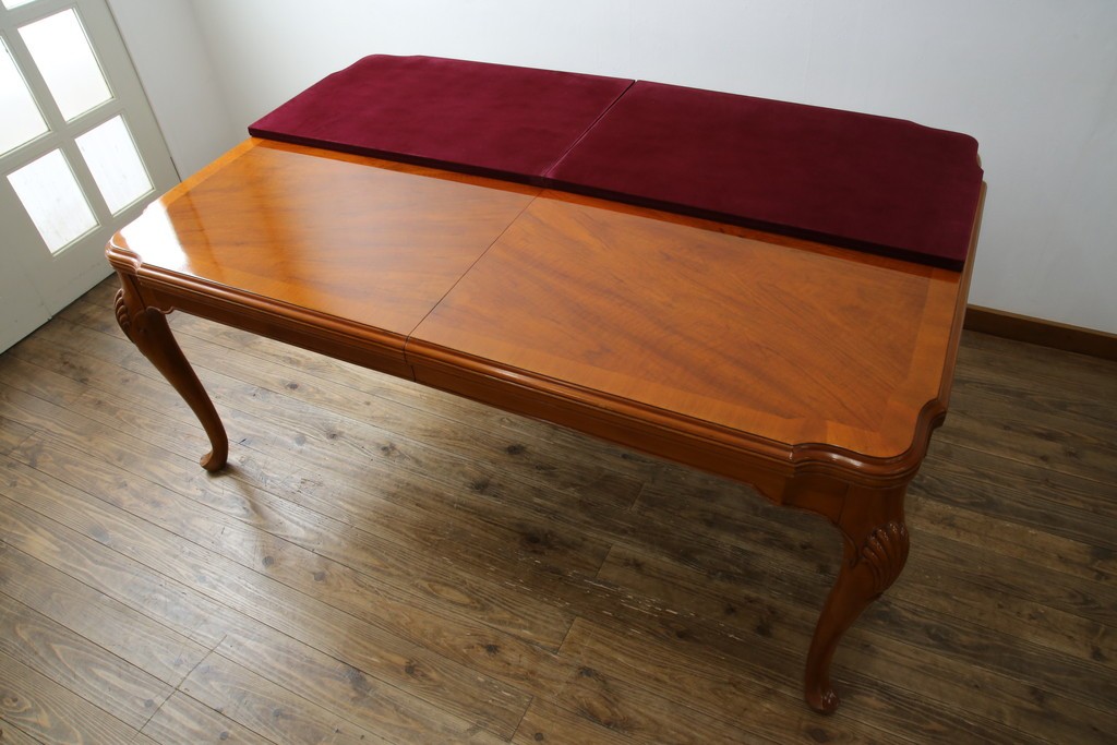 中古　美品　最高級アメリカ家具ブランド　JOHN WIDDICOMB(ジョン ウィディコム)　マホガニー材　保護天板・テーブルパッド付き　格式高い空間を演出する大型ダイニングテーブル　定価約120万円　(R-081156)