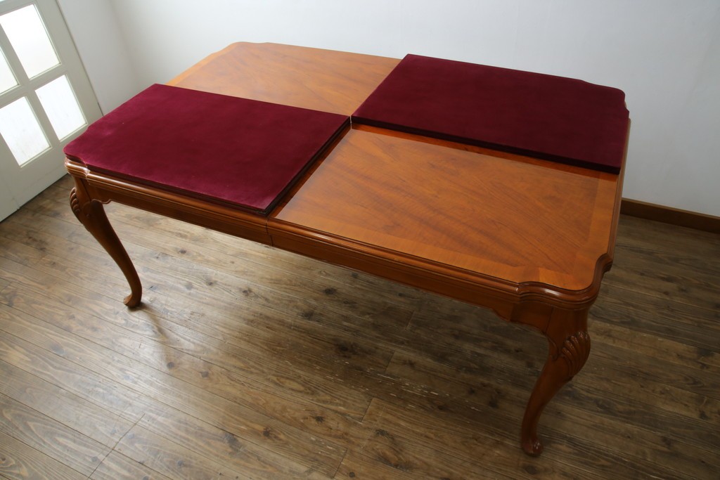 中古　美品　最高級アメリカ家具ブランド　JOHN WIDDICOMB(ジョン ウィディコム)　マホガニー材　保護天板・テーブルパッド付き　格式高い空間を演出する大型ダイニングテーブル　定価約120万円　(R-081156)