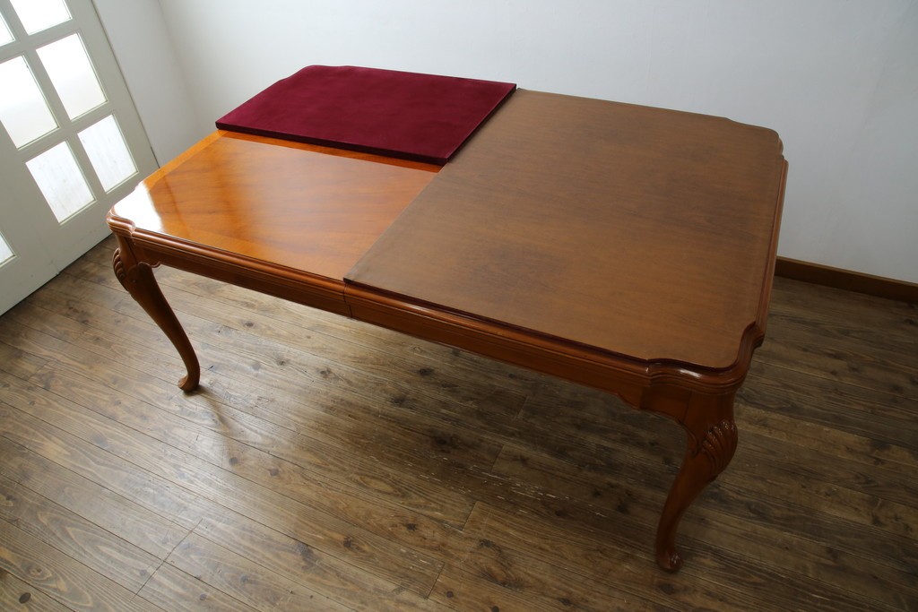 中古　美品　最高級アメリカ家具ブランド　JOHN WIDDICOMB(ジョン ウィディコム)　マホガニー材　保護天板・テーブルパッド付き　格式高い空間を演出する大型ダイニングテーブル　定価約120万円　(R-081156)