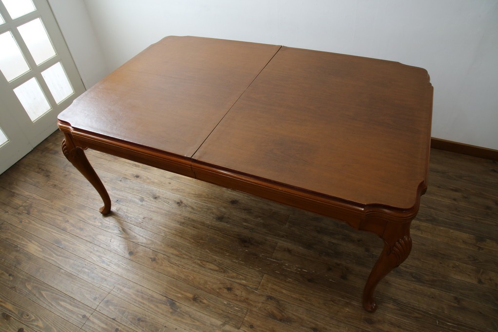 中古　美品　最高級アメリカ家具ブランド　JOHN WIDDICOMB(ジョン ウィディコム)　マホガニー材　保護天板・テーブルパッド付き　格式高い空間を演出する大型ダイニングテーブル　定価約120万円　(R-081156)