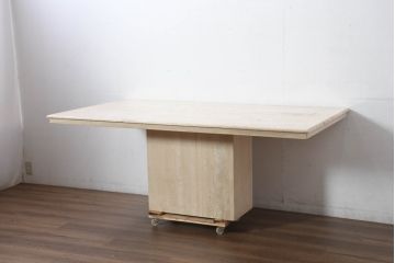 イタリアビンテージ　高級イタリア輸入家具　重厚感あふれる総大理石の大型なダイニングテーブル(4人掛け、6人掛け、食卓)(R-081159)