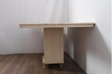 イタリアビンテージ　高級イタリア輸入家具　重厚感あふれる総大理石の大型なダイニングテーブル(4人掛け、6人掛け、食卓)(R-081159)