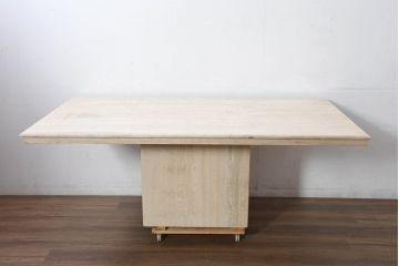 イタリアビンテージ　高級イタリア輸入家具　重厚感あふれる総大理石の大型なダイニングテーブル(4人掛け、6人掛け、食卓)(R-081159)
