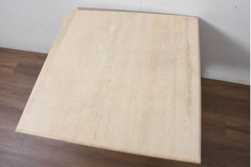 イタリアビンテージ　高級イタリア輸入家具　重厚感あふれる総大理石のコーヒーテーブル(センターテーブル、リビングテーブル、カフェテーブル)(R-081160)