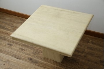 イタリアビンテージ　高級イタリア輸入家具　重厚感あふれる総大理石のコーヒーテーブル(センターテーブル、リビングテーブル、カフェテーブル)(R-081160)