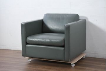 アメリカビンテージ　高級輸入家具　Knoll(ノル)　フィスターコレクション　総革の贅沢な1人掛けラウンジソファ4脚セット(レザー、一人掛け、1Pソファ、アームソファ、ヴィンテージ、ノール、バラ売り可能)(現行定価4脚で約280万円)(R-081163)