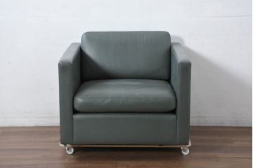 アメリカビンテージ　高級輸入家具　Knoll(ノル)　フィスターコレクション　総革の贅沢な1人掛けラウンジソファ4脚セット(レザー、一人掛け、1Pソファ、アームソファ、ヴィンテージ、ノール、バラ売り可能)(現行定価4脚で約280万円)(R-081163)