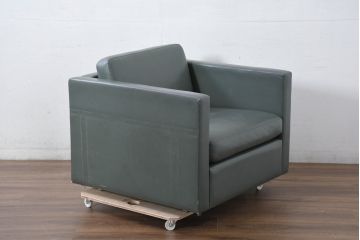 アメリカビンテージ　高級輸入家具　Knoll(ノル)　フィスターコレクション　総革の贅沢な1人掛けラウンジソファ4脚セット(レザー、一人掛け、1Pソファ、アームソファ、ヴィンテージ、ノール、バラ売り可能)(現行定価4脚で約280万円)(R-081163)