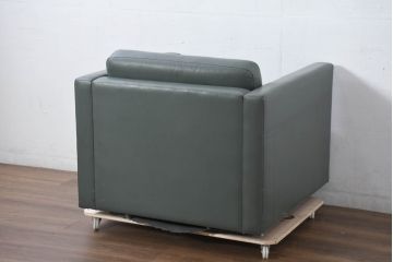 アメリカビンテージ　高級輸入家具　Knoll(ノル)　フィスターコレクション　総革の贅沢な1人掛けラウンジソファ4脚セット(レザー、一人掛け、1Pソファ、アームソファ、ヴィンテージ、ノール、バラ売り可能)(現行定価4脚で約280万円)(R-081163)