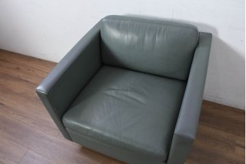 アメリカビンテージ　高級輸入家具　Knoll(ノル)　フィスターコレクション　総革の贅沢な1人掛けラウンジソファ4脚セット(レザー、一人掛け、1Pソファ、アームソファ、ヴィンテージ、ノール、バラ売り可能)(現行定価4脚で約280万円)(R-081163)