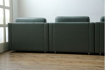 アメリカビンテージ　高級輸入家具　Knoll(ノル)　フィスターコレクション　総革の贅沢な1人掛けラウンジソファ4脚セット(レザー、一人掛け、1Pソファ、アームソファ、ヴィンテージ、ノール、バラ売り可能)(現行定価4脚で約280万円)(R-081163)