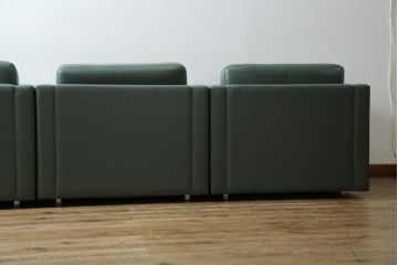 アメリカビンテージ　高級輸入家具　Knoll(ノル)　フィスターコレクション　総革の贅沢な1人掛けラウンジソファ4脚セット(レザー、一人掛け、1Pソファ、アームソファ、ヴィンテージ、ノール、バラ売り可能)(現行定価4脚で約280万円)(R-081163)