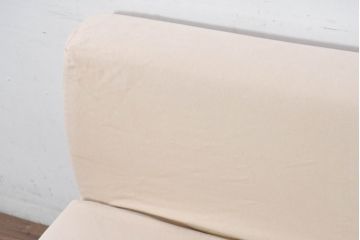 中古　美品　カリモク(karimoku)　スタンダードモダンシリーズ　ウォールナット　スウェード調のクッションカバーが取り出し可能タイプのカウチソファ(ソファ、1人掛け、2人掛け)(定価約15万円)(R-081171)