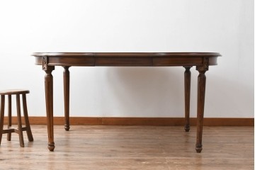アメリカビンテージ　アメリカンカントリー　上品な装飾が魅力的なエクステンションテーブル　(R-081175)