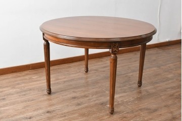 アメリカビンテージ　アメリカンカントリー　上品な装飾が魅力的なエクステンションテーブル　(R-081175)