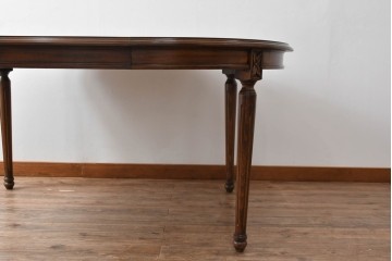 アメリカビンテージ　アメリカンカントリー　上品な装飾が魅力的なエクステンションテーブル　(R-081175)