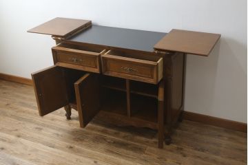 中古　美品　美しい彫刻とパーケットリーが目を惹くサイドボード(サーバー、サイドキャビネット、収納棚、戸棚、寄木細工)(定価約25万円)(R-081176)