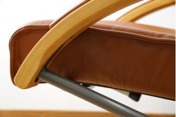 デンマークビンテージ　フランスベッド取り扱い　デンマークブランド　KEBE(ケベ)　本革(レザー)　のんびり過ごせるリクライニングチェアとオットマンのセット(1Pソファ、アームソファ、ラウンジチェア、フットスツール、椅子、イス、ヴィンテージ、北欧)(R-081178)