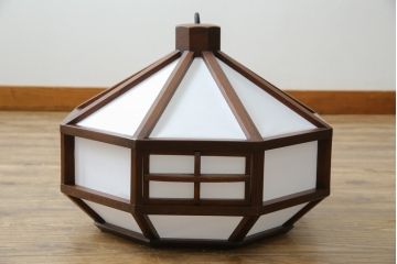 和製ビンテージ　激レア!!　希少!!　鳥取民芸(鳥取民藝)　鳥取たくみ工芸店　吉田璋也　八角吊り下げ照明(天井照明、シェード、ペンダントライト、電笠、ヴィンテージ)(R-081179)