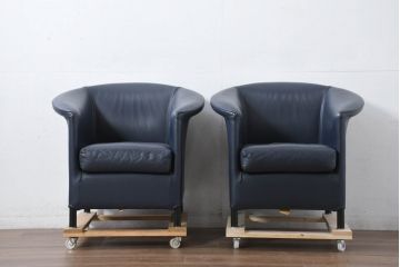 中古　WITTMANN(ヴィットマン)　Paolo Piva(パオロ ピーヴァ)　Aura Armchair(オーラ アームチェア)　本革(レザー)　重厚感と気品を兼ね備えた一人掛けソファ2脚セット(アームチェア、1人掛けソファ、1Pソファ、バラ売り可能)(定価2脚で約70万円)(R-081185)