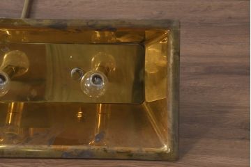 中古　高級品　希少!!　お洒落な空間づくりにおすすめな真鍮製のプールバーライト(プールバーランプ、ビリヤードライト、ビリヤードランプ、天井照明、吊り下げ照明、ランプシェード)(R-081192)