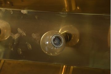 中古　高級品　希少!!　お洒落な空間づくりにおすすめな真鍮製のプールバーライト(プールバーランプ、ビリヤードライト、ビリヤードランプ、天井照明、吊り下げ照明、ランプシェード)(R-081192)