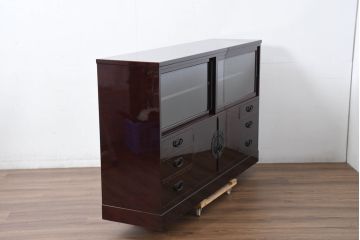 中古　新古品　未使用　展示品　二本松工藝館　田中家具　和の趣を感じる民芸飾り棚(サイドボード、サイドキャビネット、収納棚、戸棚)(定価約88万円)(R-081198)